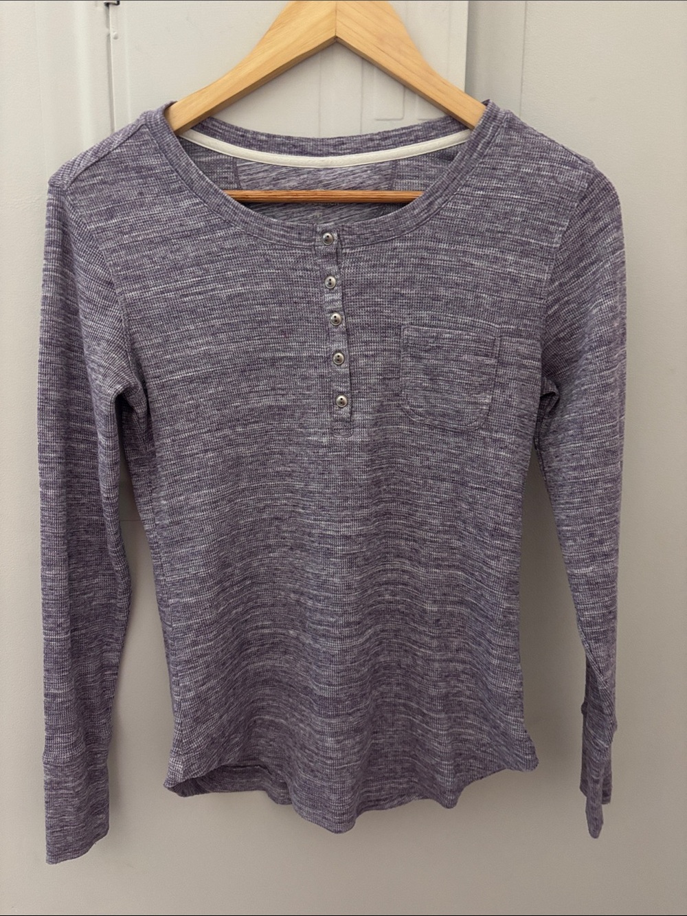 Woolrich 5-Button Popover Thermal Shirt S purple space dye curved hem